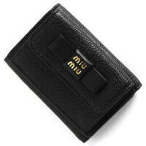 Miu Miu Madras Tri fold Wallet Fiorco Ribbon Black